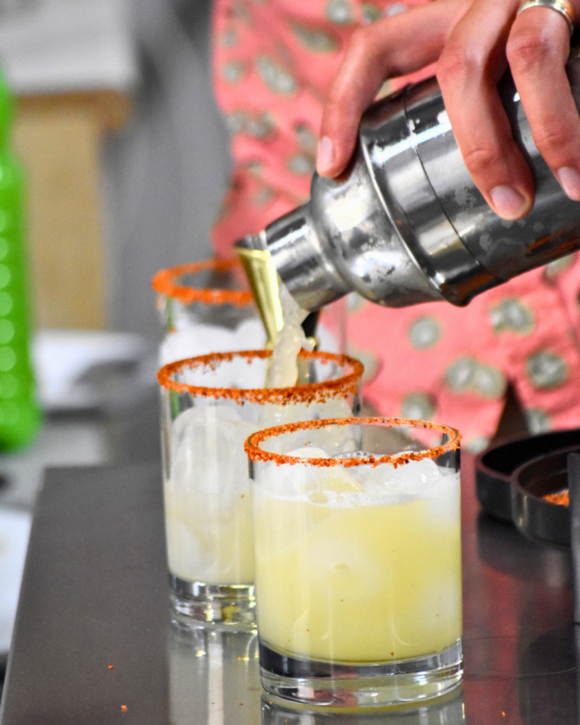 Shaking up some Spicy Margaritas at Controlled Entropy's cocktail patio in Summerland, BC.