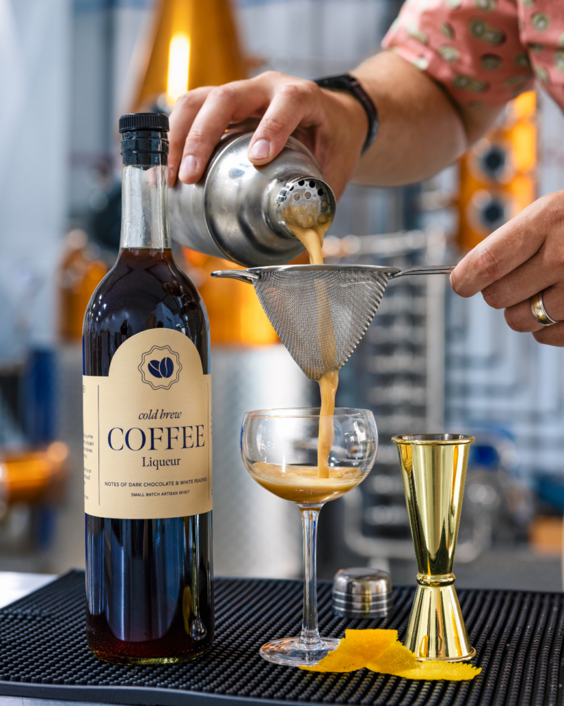 Controlled Entropy's Cold Brew Coffee Liqueur. Shaken and served on our cocktail patio in Summerland, BC.