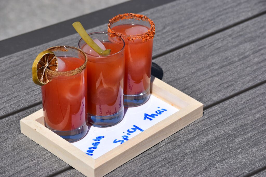 Masala, Spicy and Thai Caesars now available at Controlled Entropy Distilling in Summerland, BC.