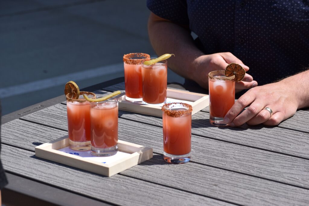 3 Mini Caesars enjoyed on Controlled Entropy's Cocktail Patio in Summerland