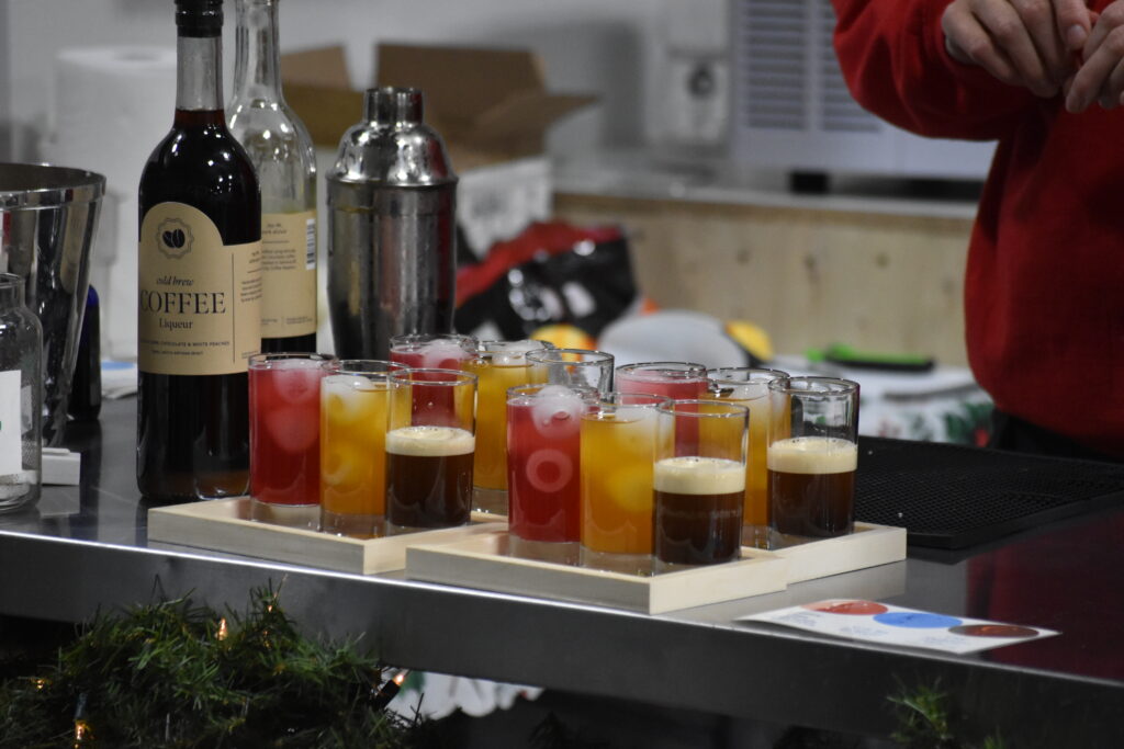 Mini cocktail flights at Controlled Entropy's Light Up the Vines Event